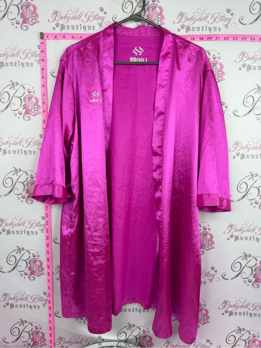 Unice robe shiny bright Women's Satin Robe in Hot Pink